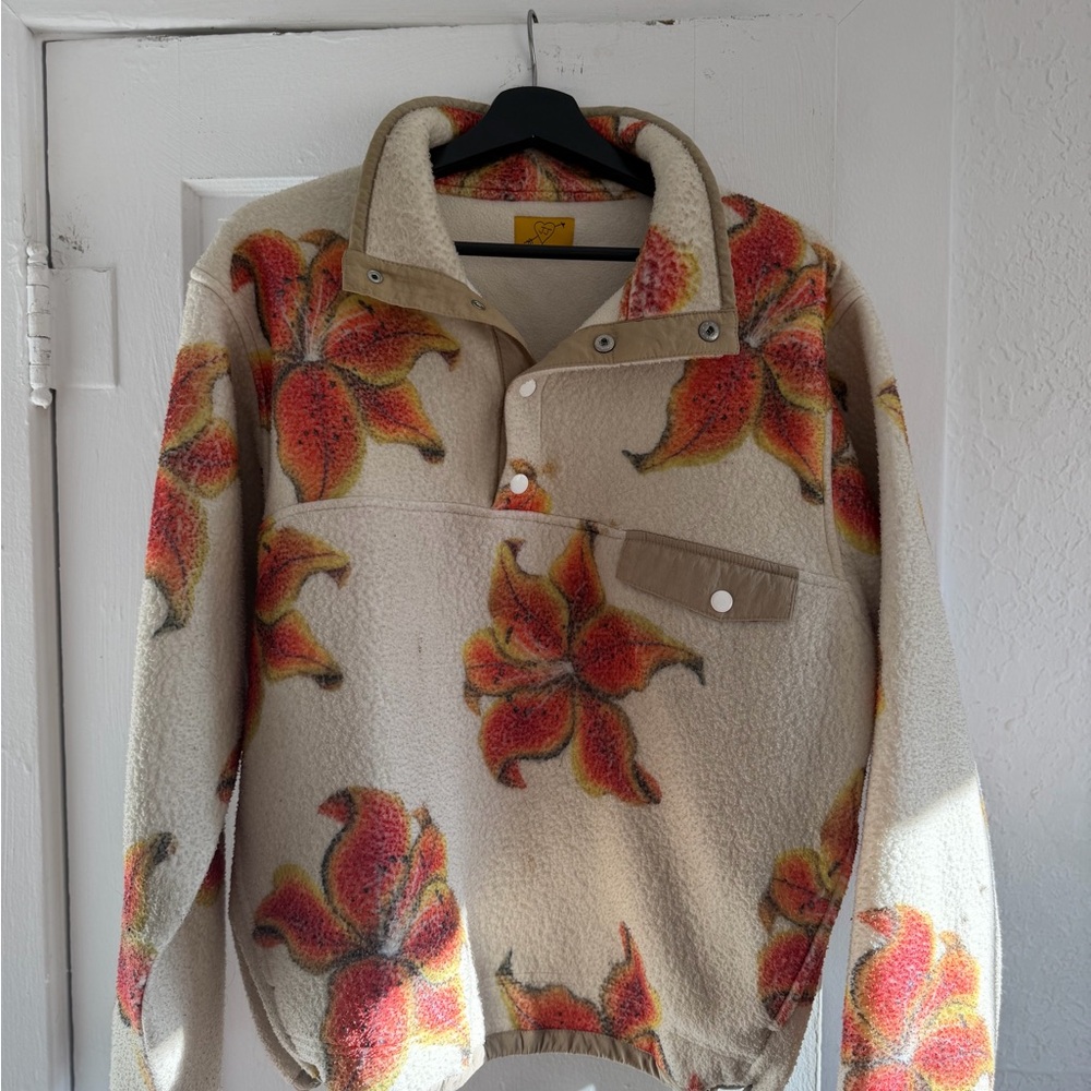 Juliet Johnstone Handpainted Floral Fleece Pullover Sweater